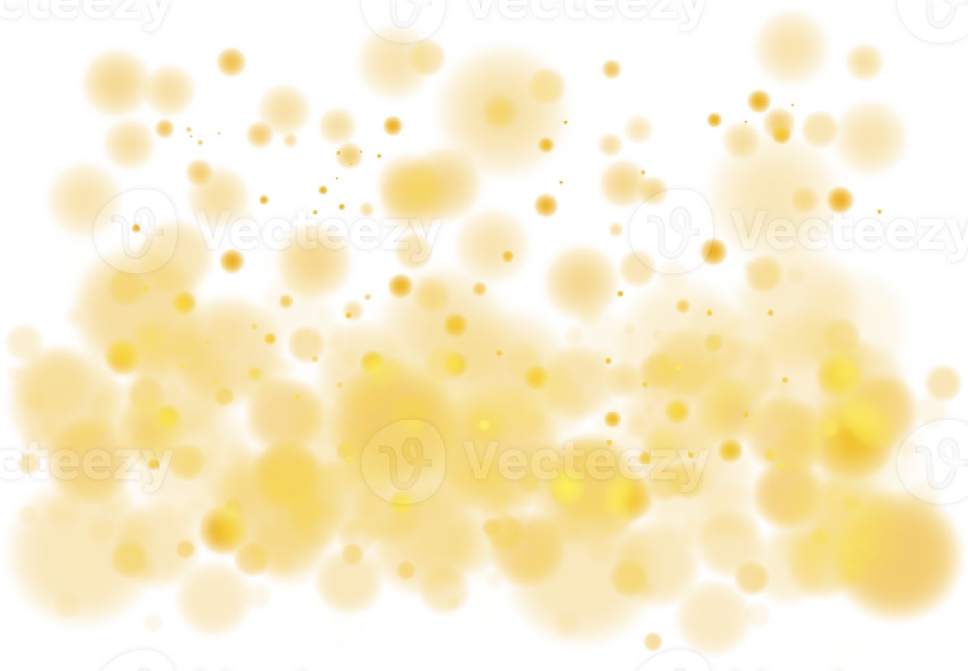 Golden shining bokeh lights with glowing particles on transparent background. PNG. png