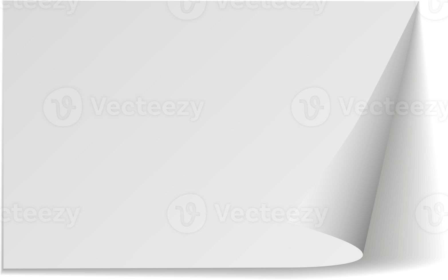 Realistic paper sheet with folded corner. Paper sheet A4 with shadows on transparent background. PNG. png
