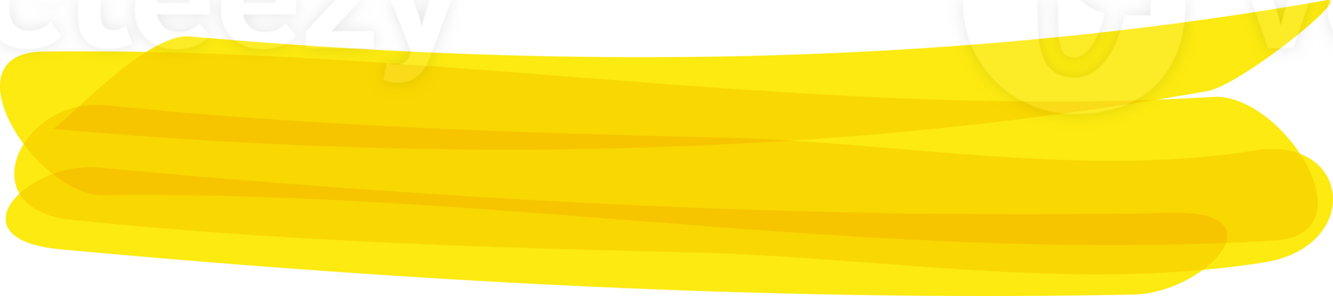 Hand drawn yellow highlight marker stripes on transparent background