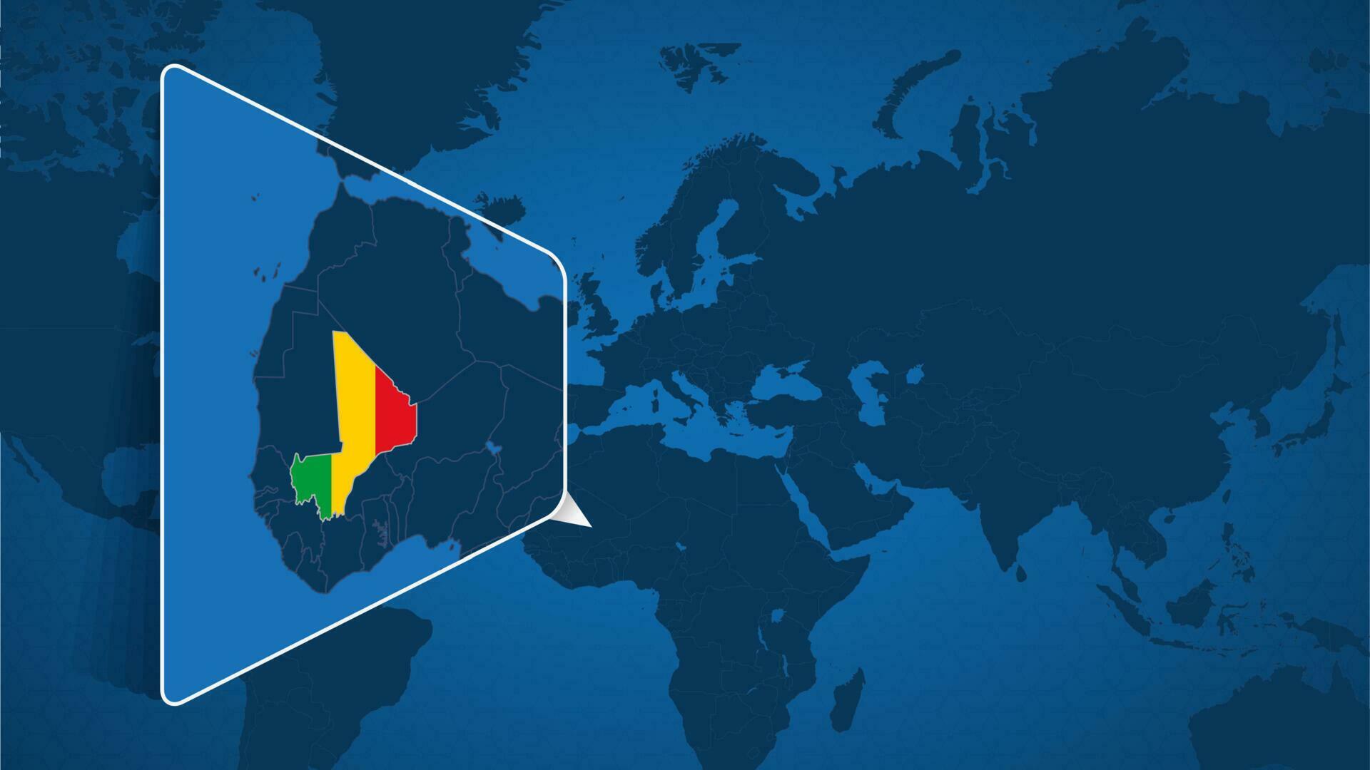 Location Of Mali On The World Map With Enlarged Map Of Mali With Flag Location Of Mali On The World Map With Enlarged Map Of Mali With Flag Vector 