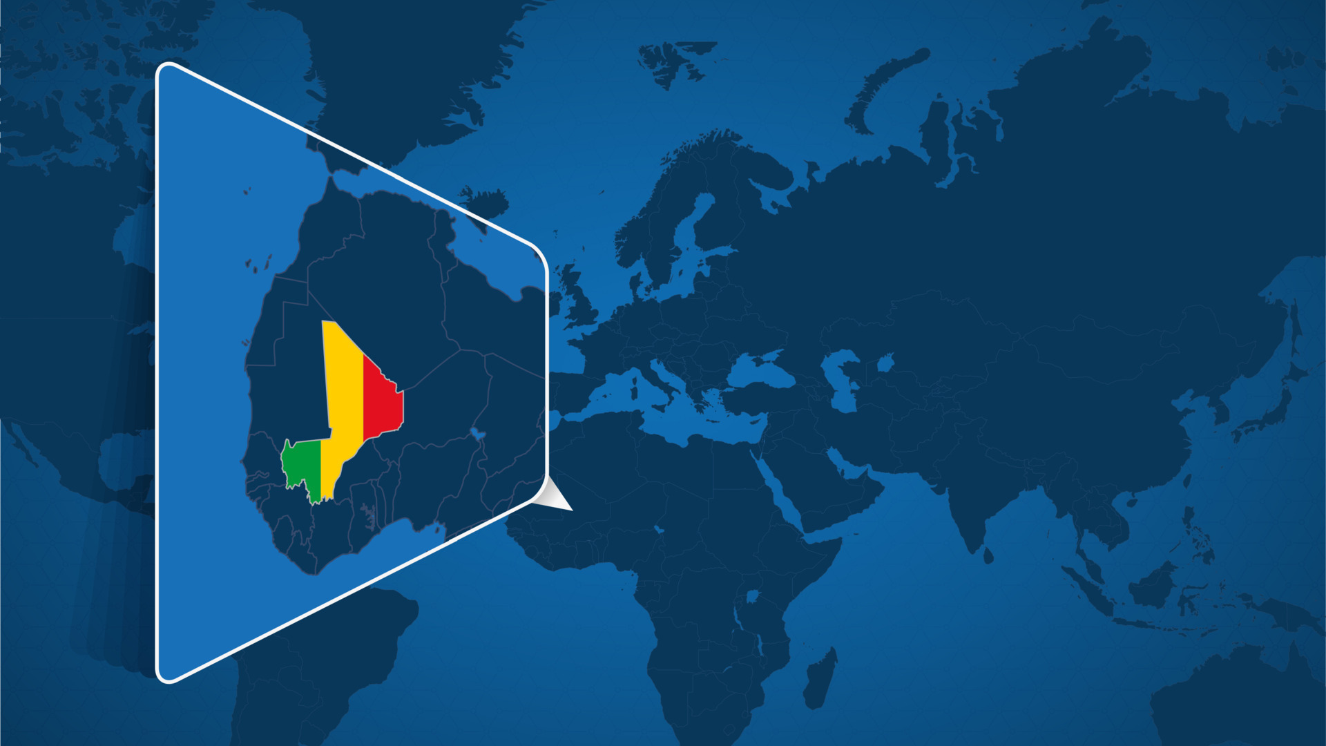 Location Of Mali On The World Map With Enlarged Map Of Mali With Flag Location Of Mali On The World Map With Enlarged Map Of Mali With Flag Vector