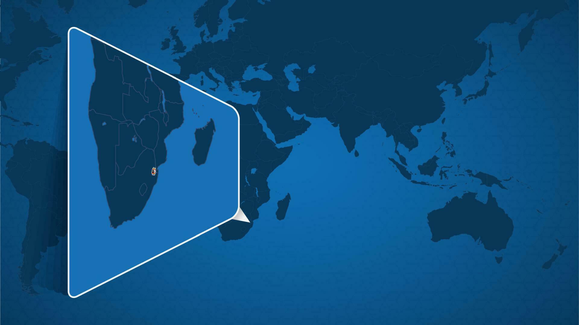 Location Of Swaziland On The World Map With Enlarged Map Of Swaziland Location Of Swaziland On The World Map With Enlarged Map Of Swaziland With Flag Vector