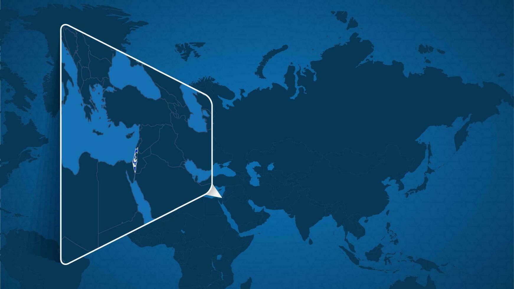 Location of Israel on the World Map with Enlarged Map of Israel with Flag. vector