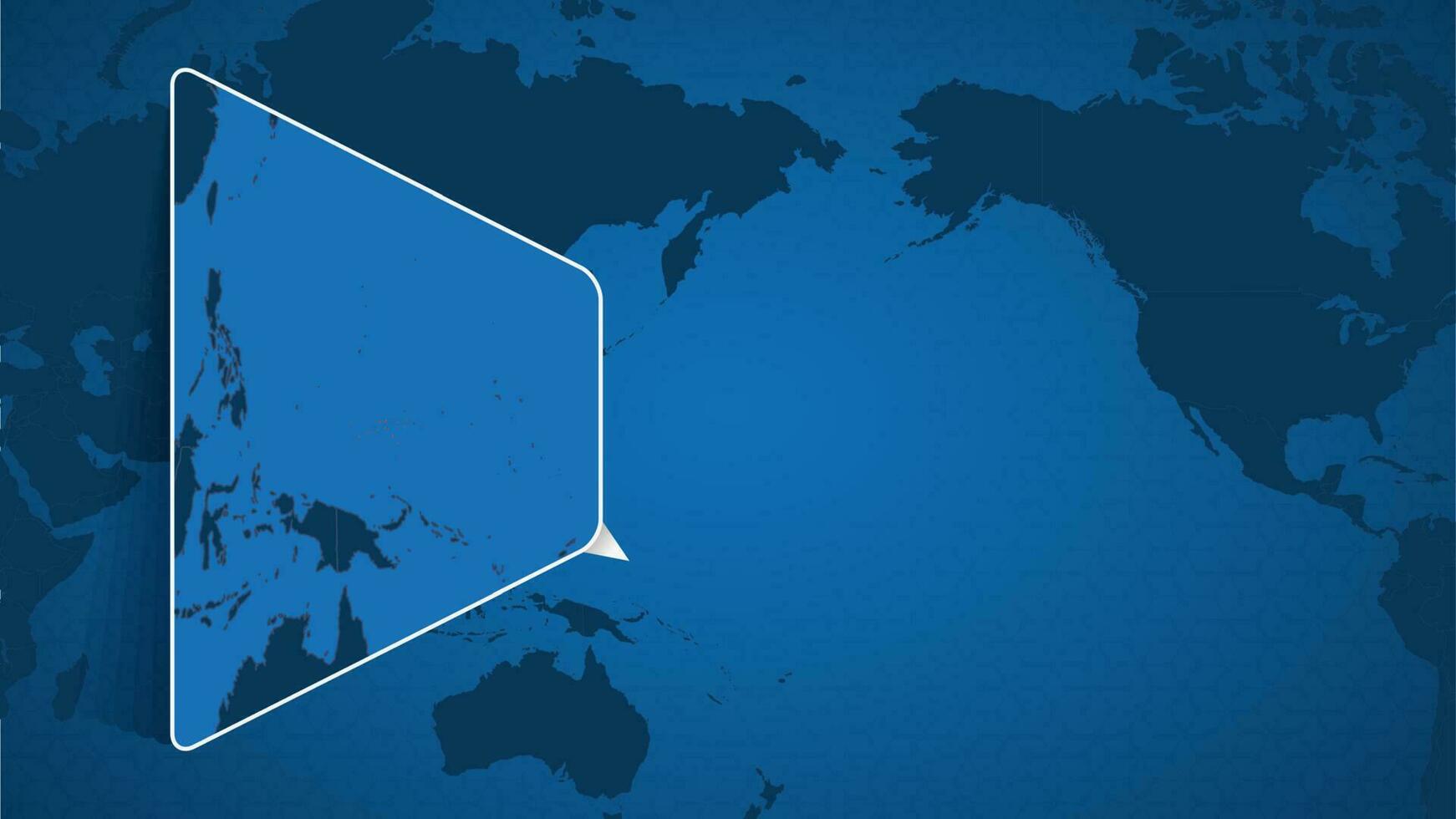 Location of Micronesia on the World Map with Enlarged Map of Micronesia with Flag. vector