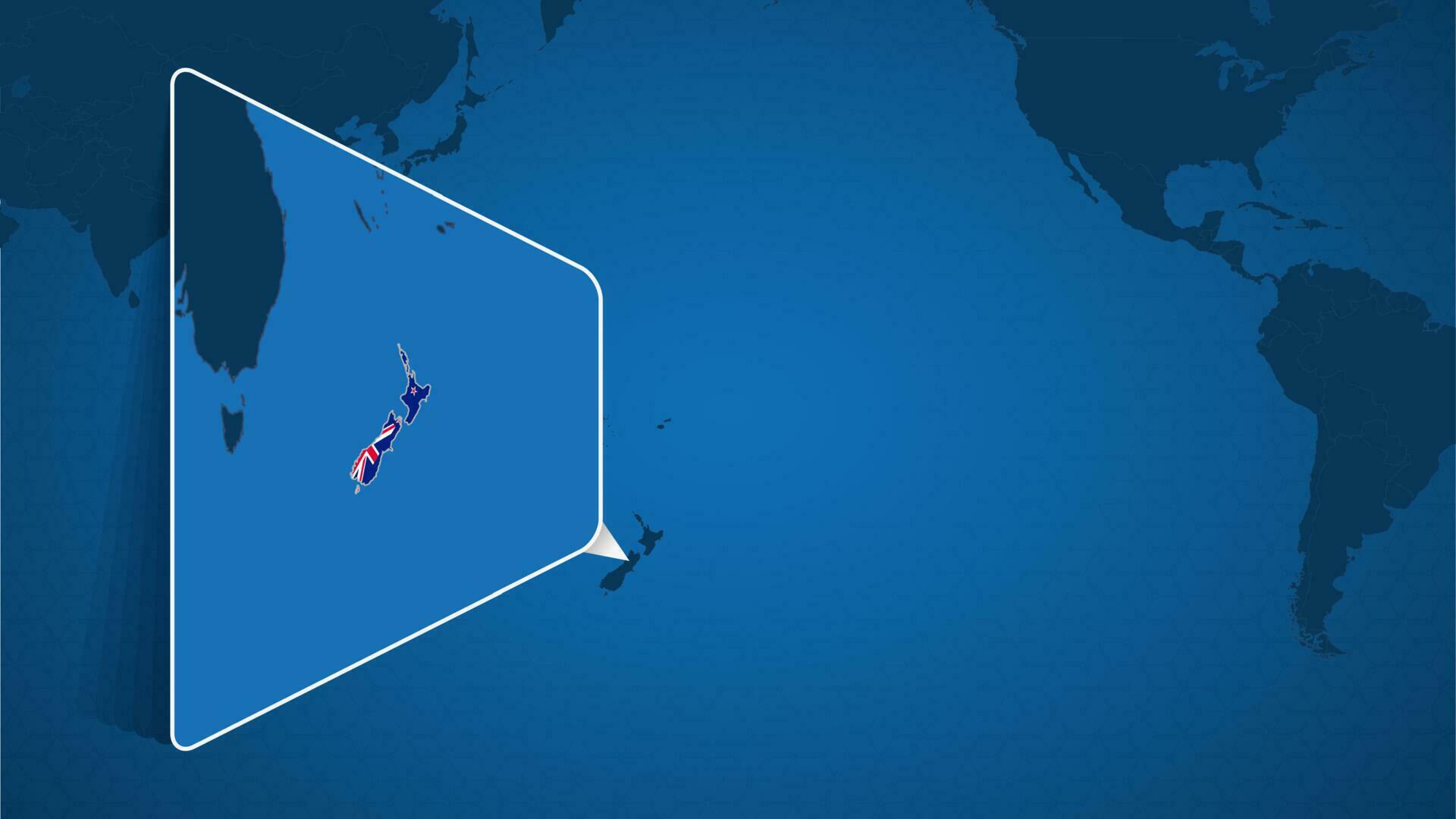 Location of New Zealand on the World Map with Enlarged Map of New