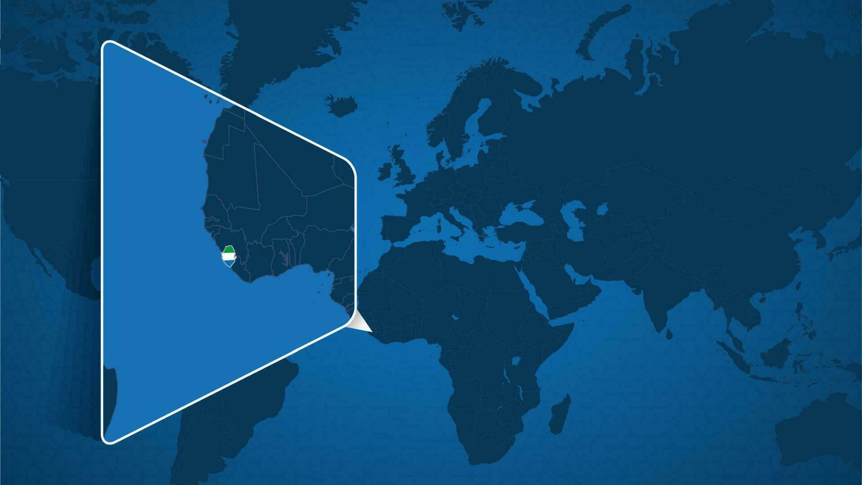 Location of Sierra Leone on the World Map with Enlarged Map of Sierra Leone with Flag. vector