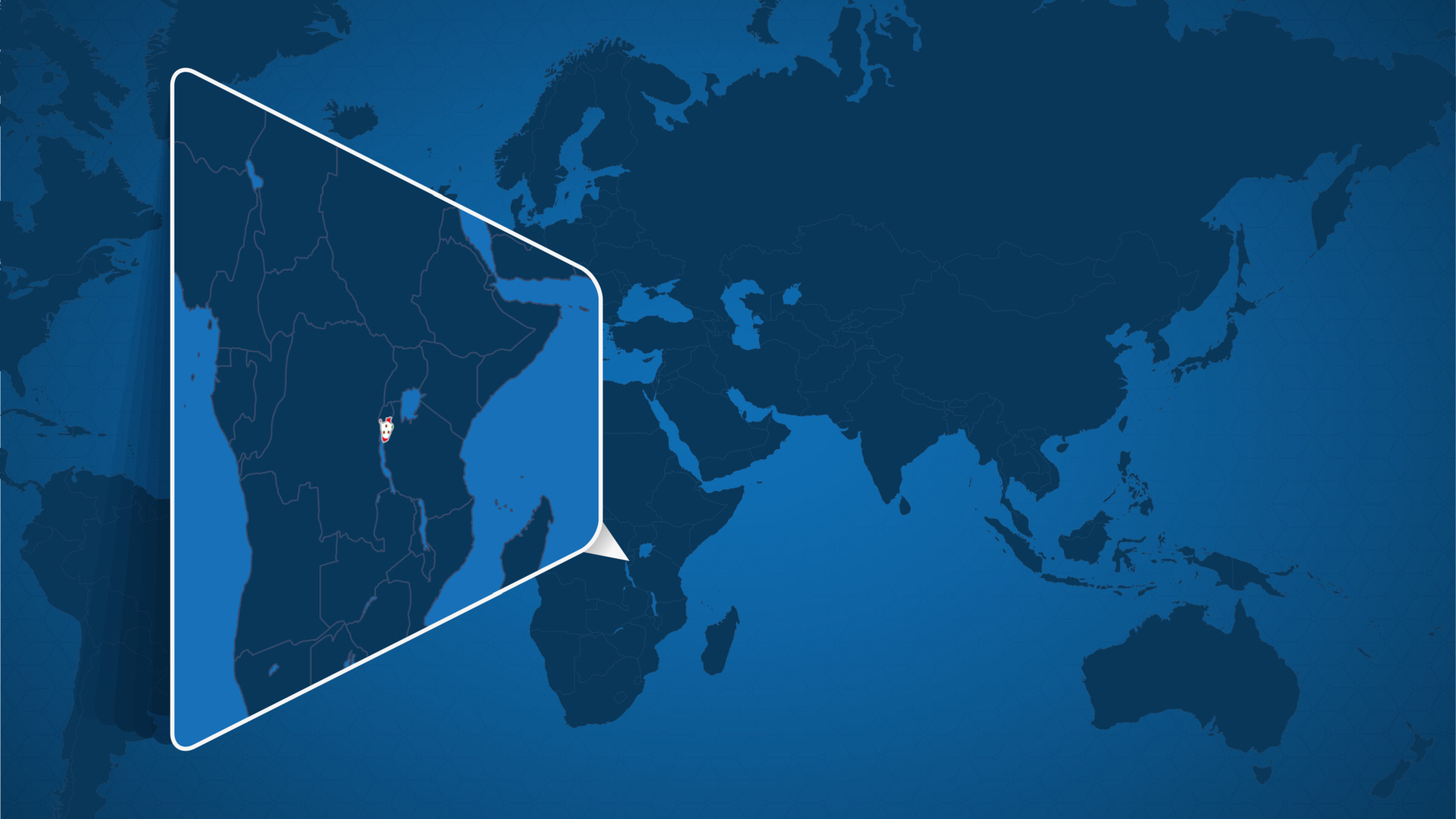 Location Of Burundi On The World Map With Enlarged Map Of Burundi With Location Of Burundi On The World Map With Enlarged Map Of Burundi With Flag Vector 