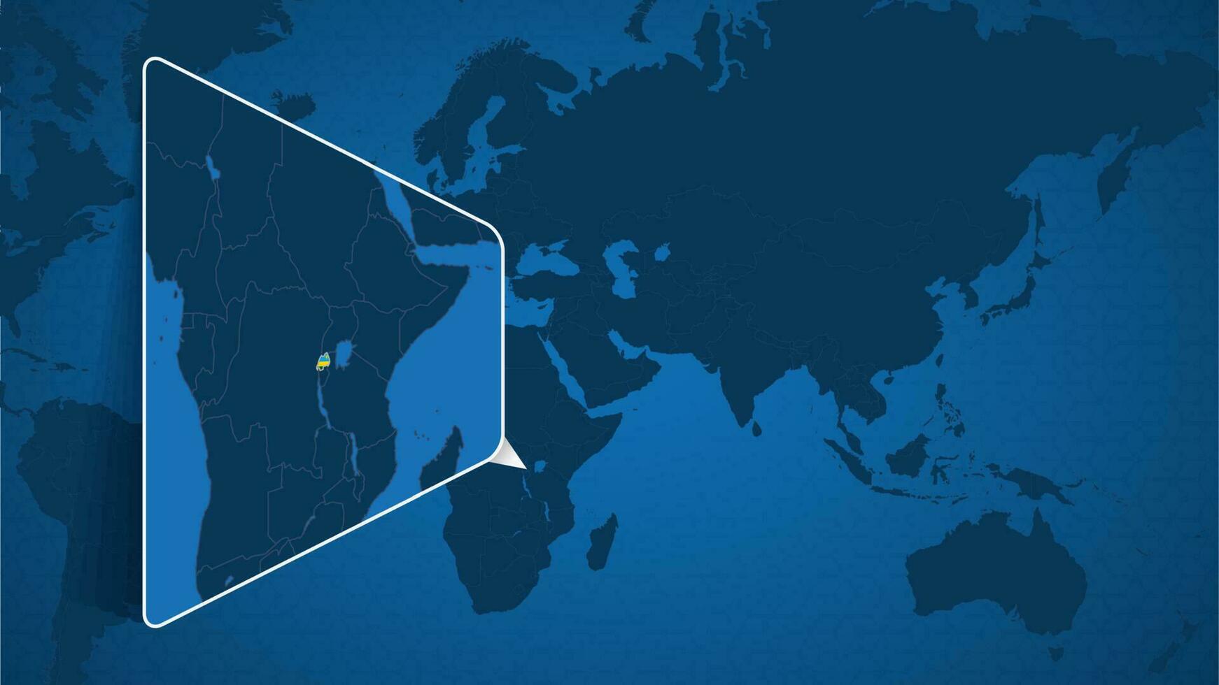 Location of Rwanda on the World Map with Enlarged Map of Rwanda with Flag. vector