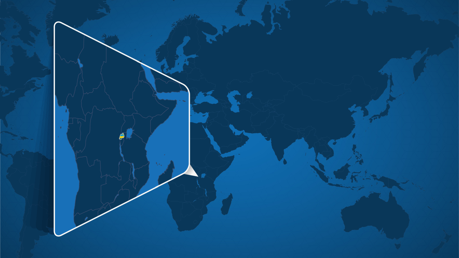 Location Of Rwanda On The World Map With Enlarged Map Of Rwanda With Location Of Rwanda On The World Map With Enlarged Map Of Rwanda With Flag Vector