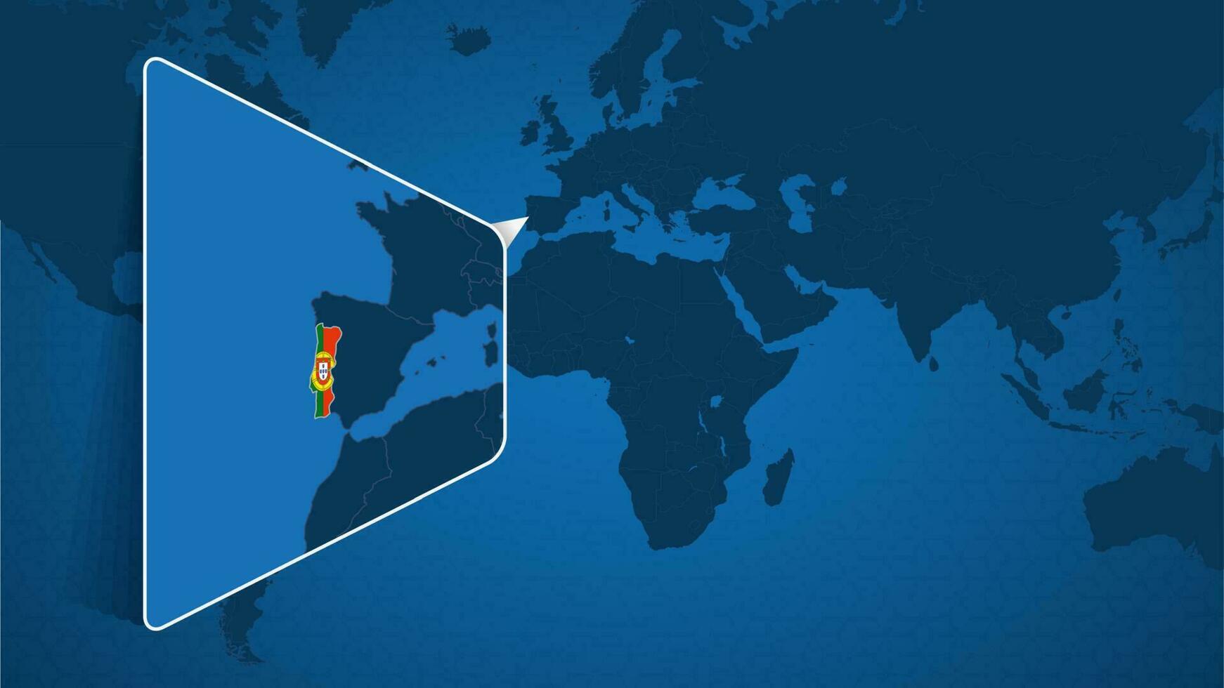 Location of Portugal on the World Map with Enlarged Map of Portugal with Flag. vector