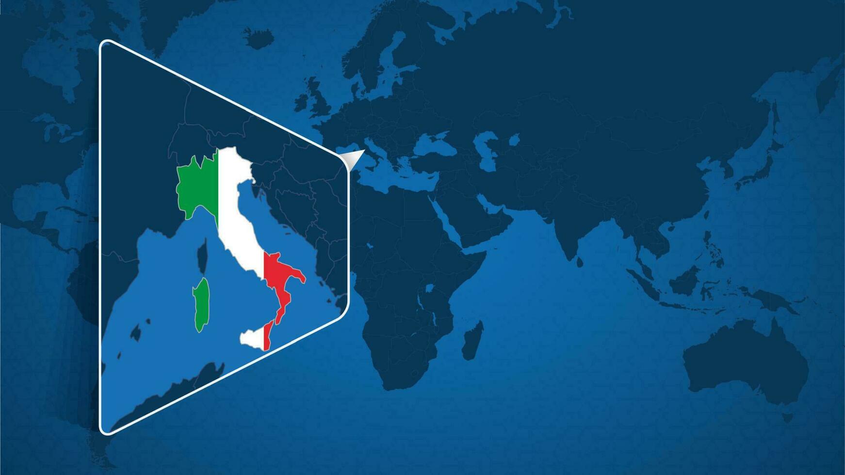 Location Of Italy On The World Map With Enlarged Map Of Italy With Flag Location Of Italy On The World Map With Enlarged Map Of Italy With Flag Vector