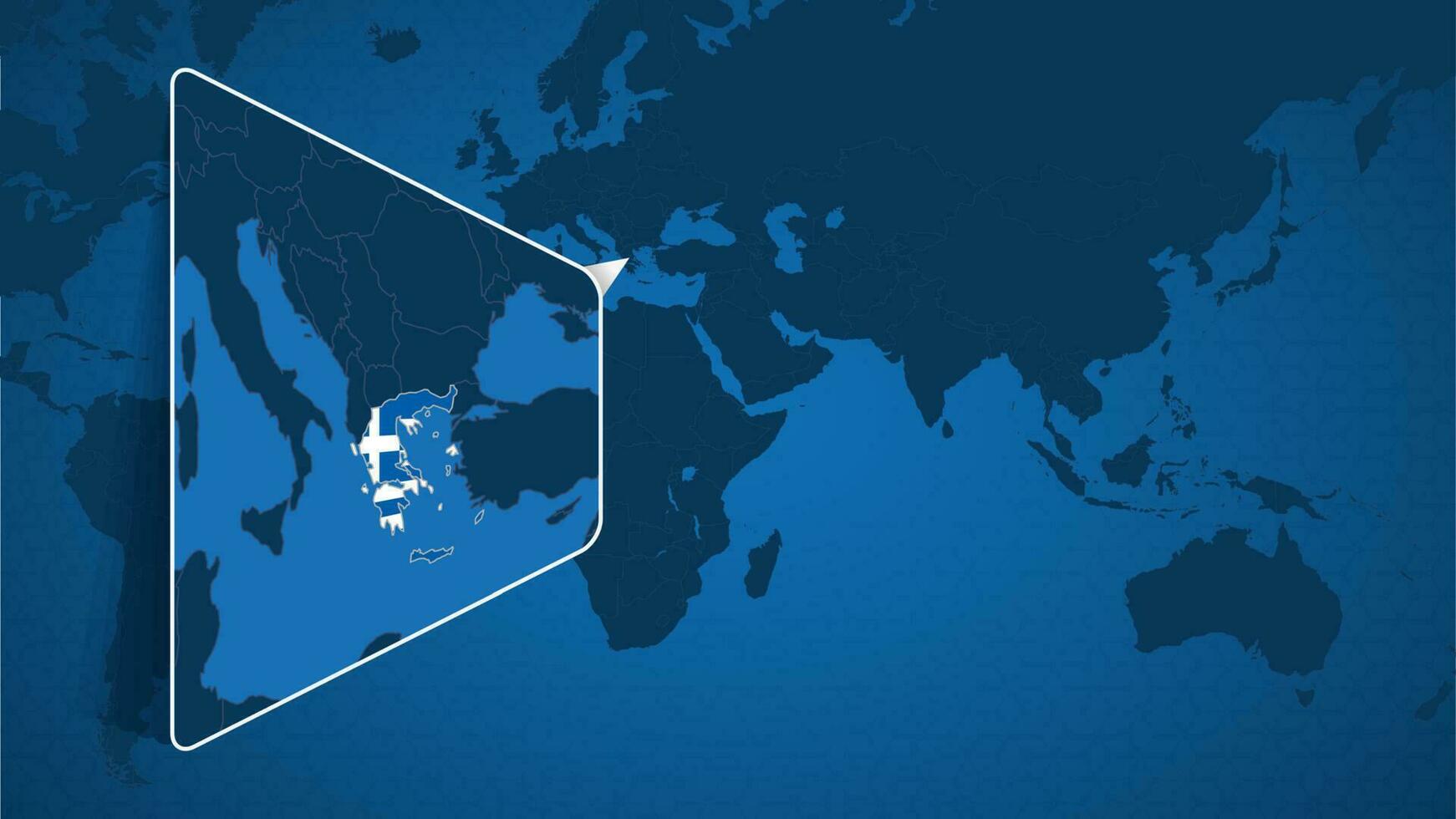 Location of Greece on the World Map with Enlarged Map of Greece with Flag. vector