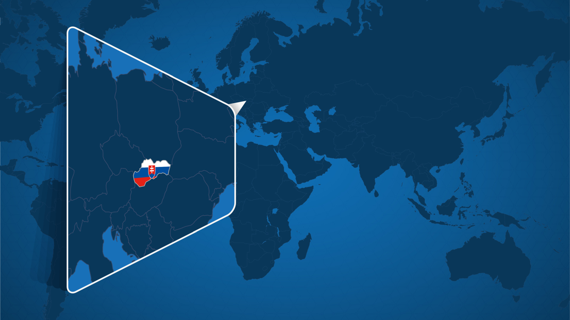 Location Of Slovakia On The World Map With Enlarged Map Of Slovakia Location Of Slovakia On The World Map With Enlarged Map Of Slovakia With Flag Vector