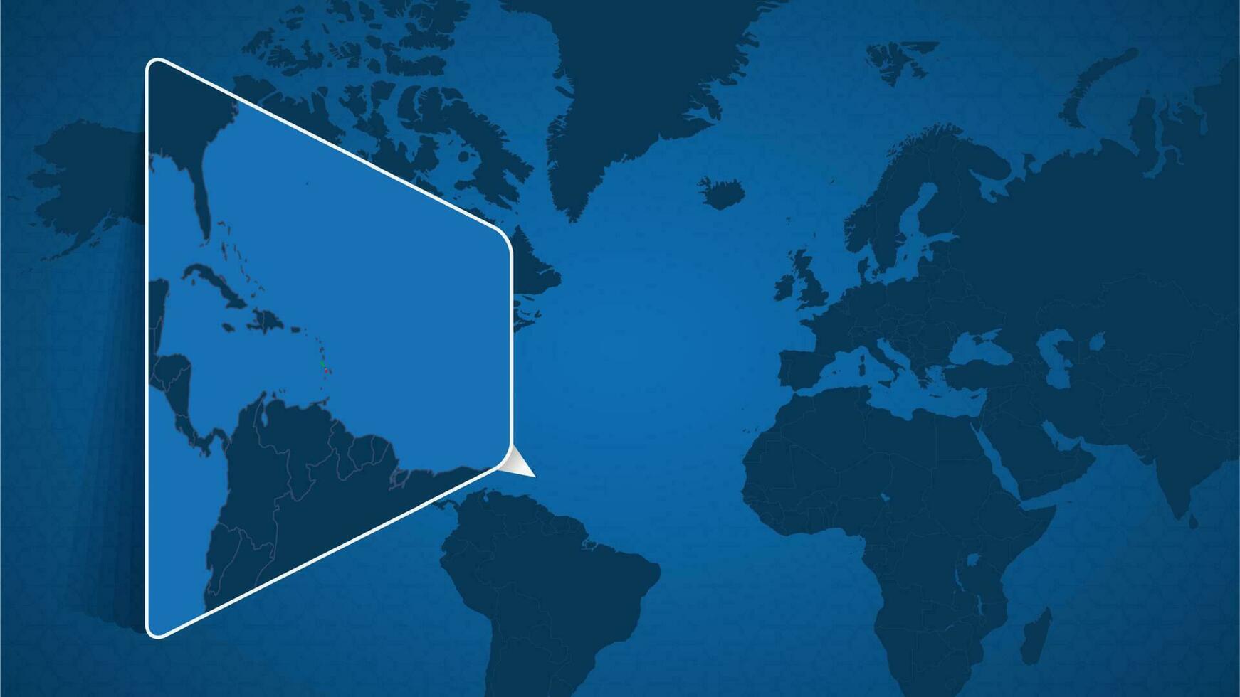 Location of Saint Kitts and Nevis on the World Map with Enlarged Map of Saint Kitts and Nevis with Flag. vector