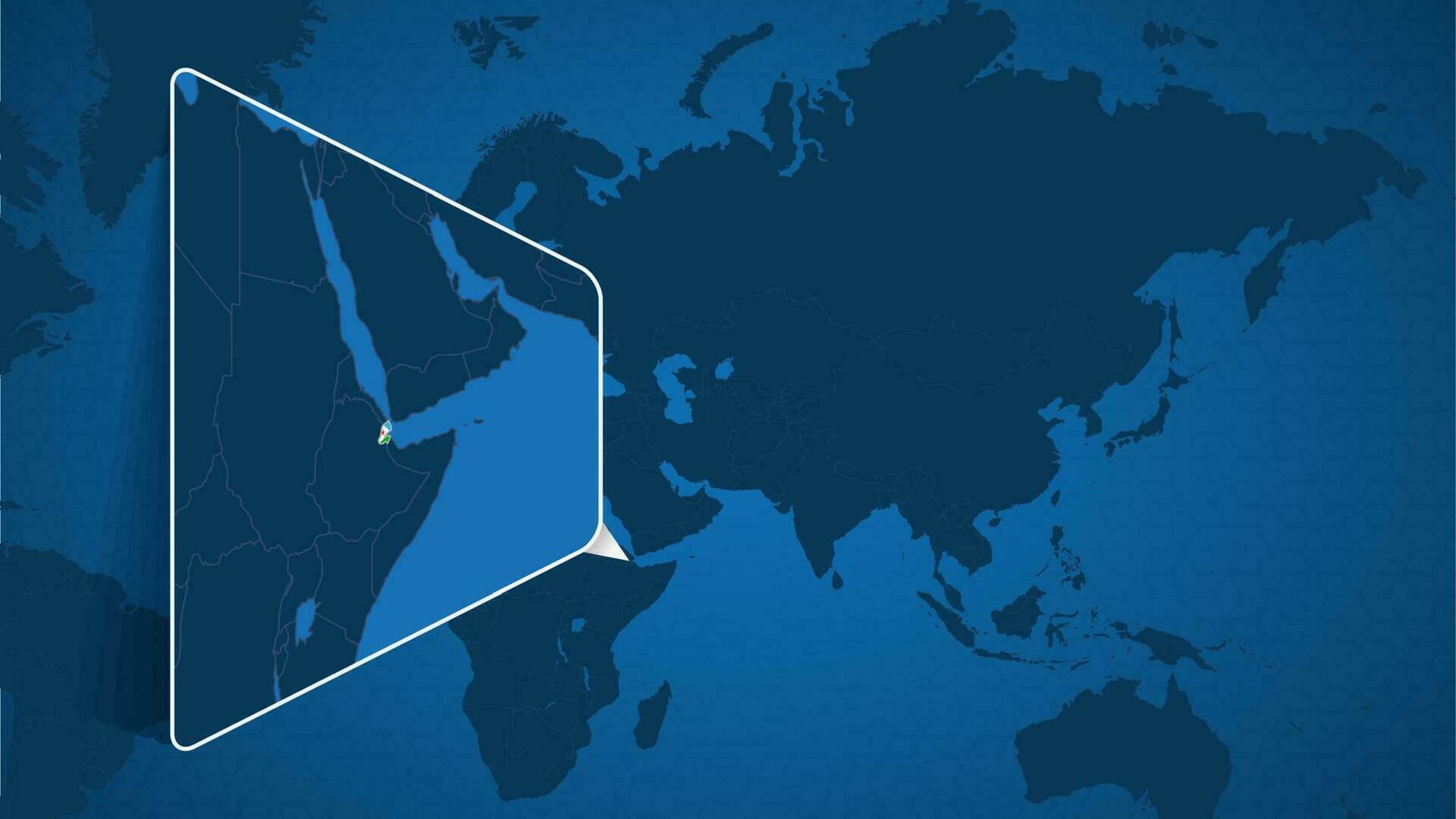 Location of Djibouti on the World Map with Enlarged Map of Djibouti with Flag. vector