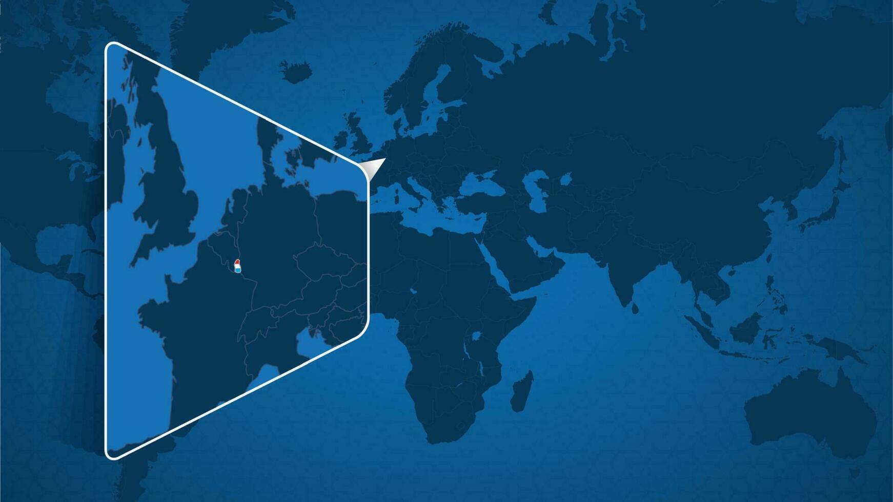 Location of Luxembourg on the World Map with Enlarged Map of Luxembourg with Flag. vector