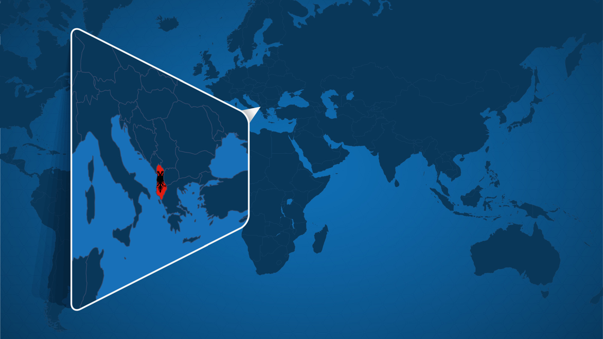 Location Of Albania On The World Map With Enlarged Map Of Albania With Location Of Albania On The World Map With Enlarged Map Of Albania With Flag Vector 