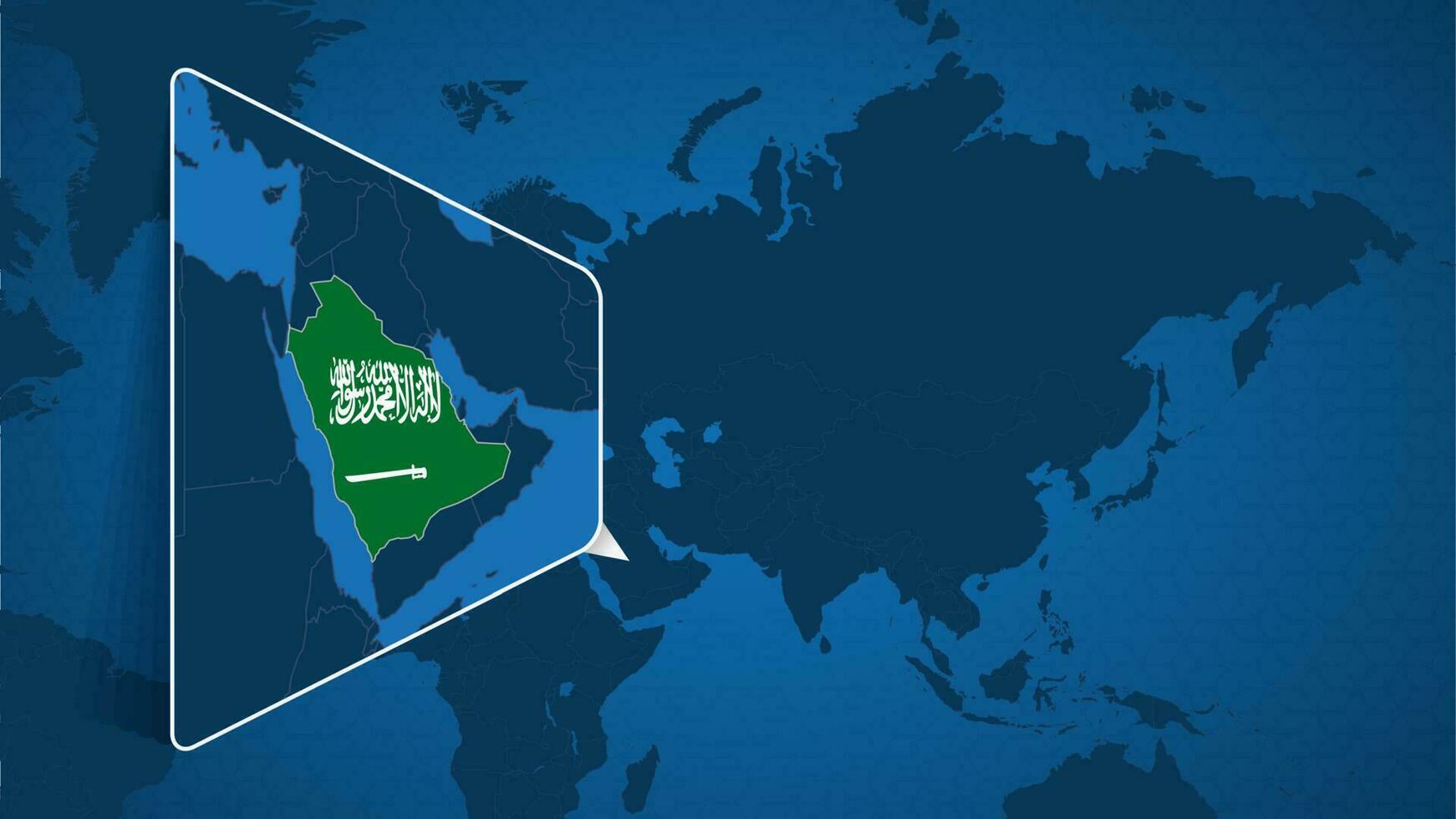 Location Of Saudi Arabia On The World Map With Enlarged Map Of Saudi Location Of Saudi Arabia On The World Map With Enlarged Map Of Saudi Arabia With Flag Vector
