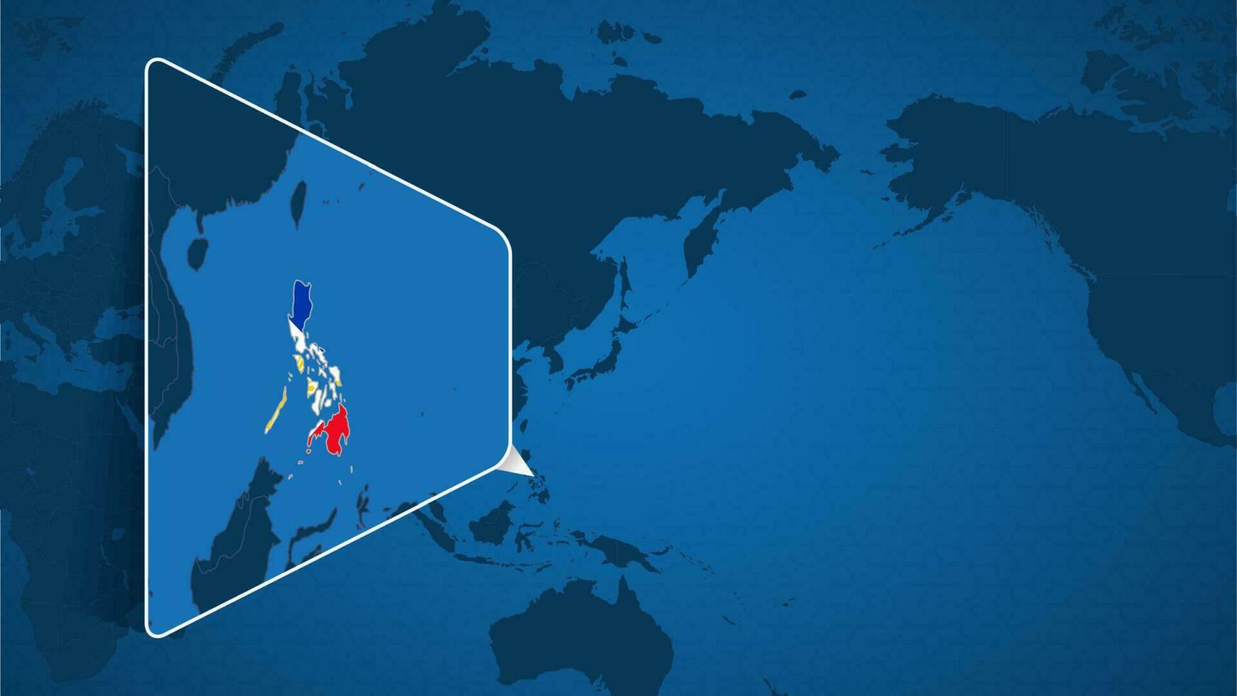 Location of Philippines on the World Map with Enlarged Map of Philippines with Flag. vector