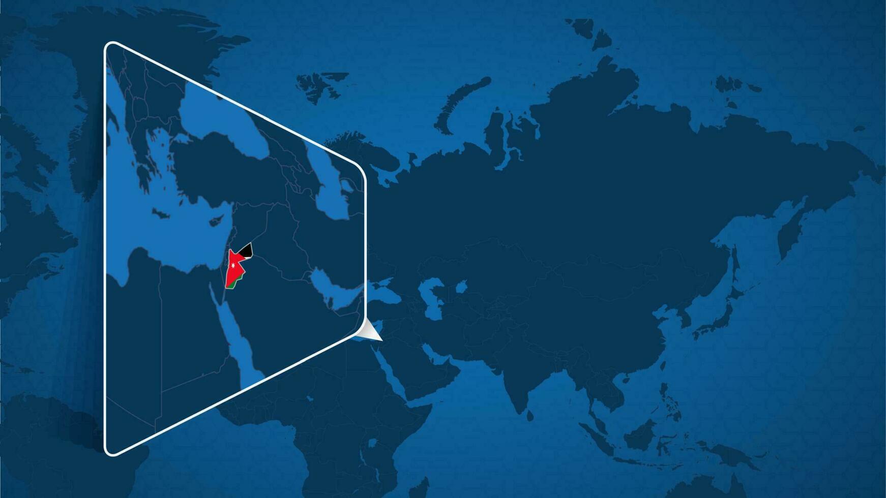 Location of Jordan on the World Map with Enlarged Map of Jordan with Flag. vector