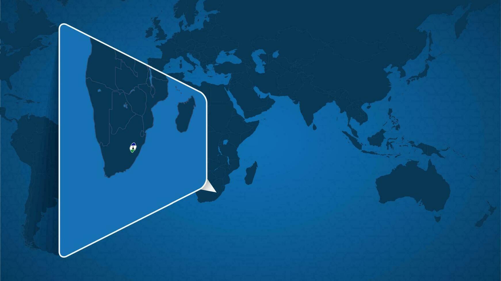 Location of Lesotho on the World Map with Enlarged Map of Lesotho with Flag. vector