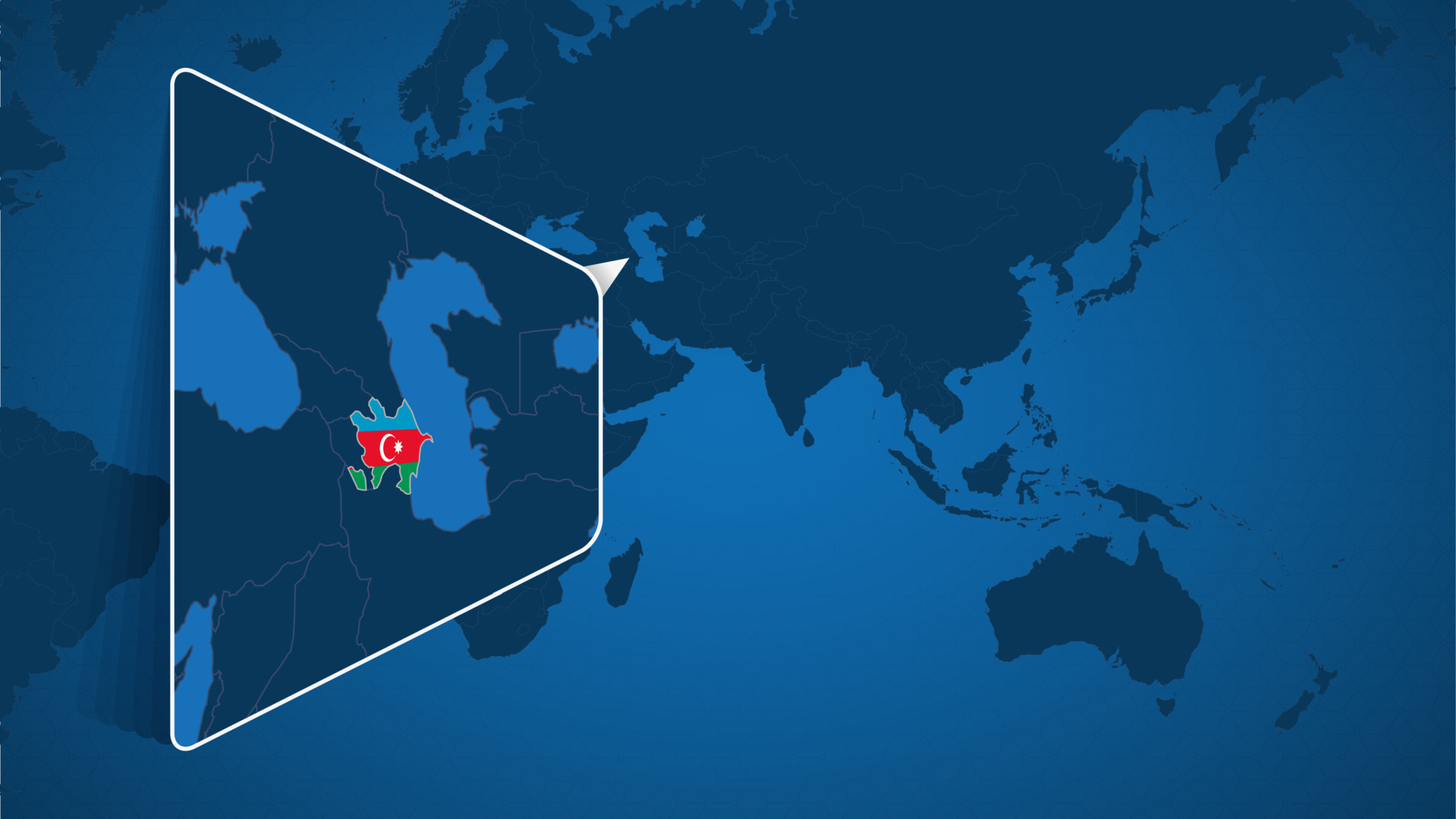 Location Of Azerbaijan On The World Map With Enlarged Map Of Azerbaijan Location Of Azerbaijan On The World Map With Enlarged Map Of Azerbaijan With Flag Vector 