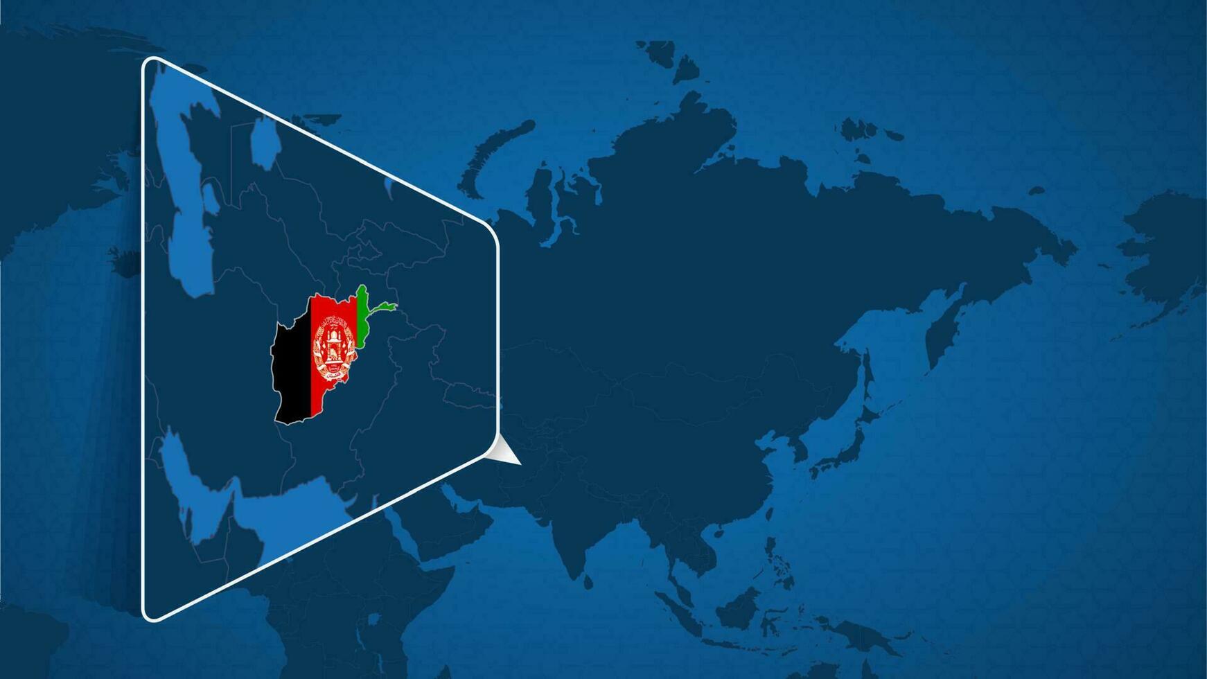 Location of Afghanistan on the World Map with Enlarged Map of Afghanistan with Flag. vector