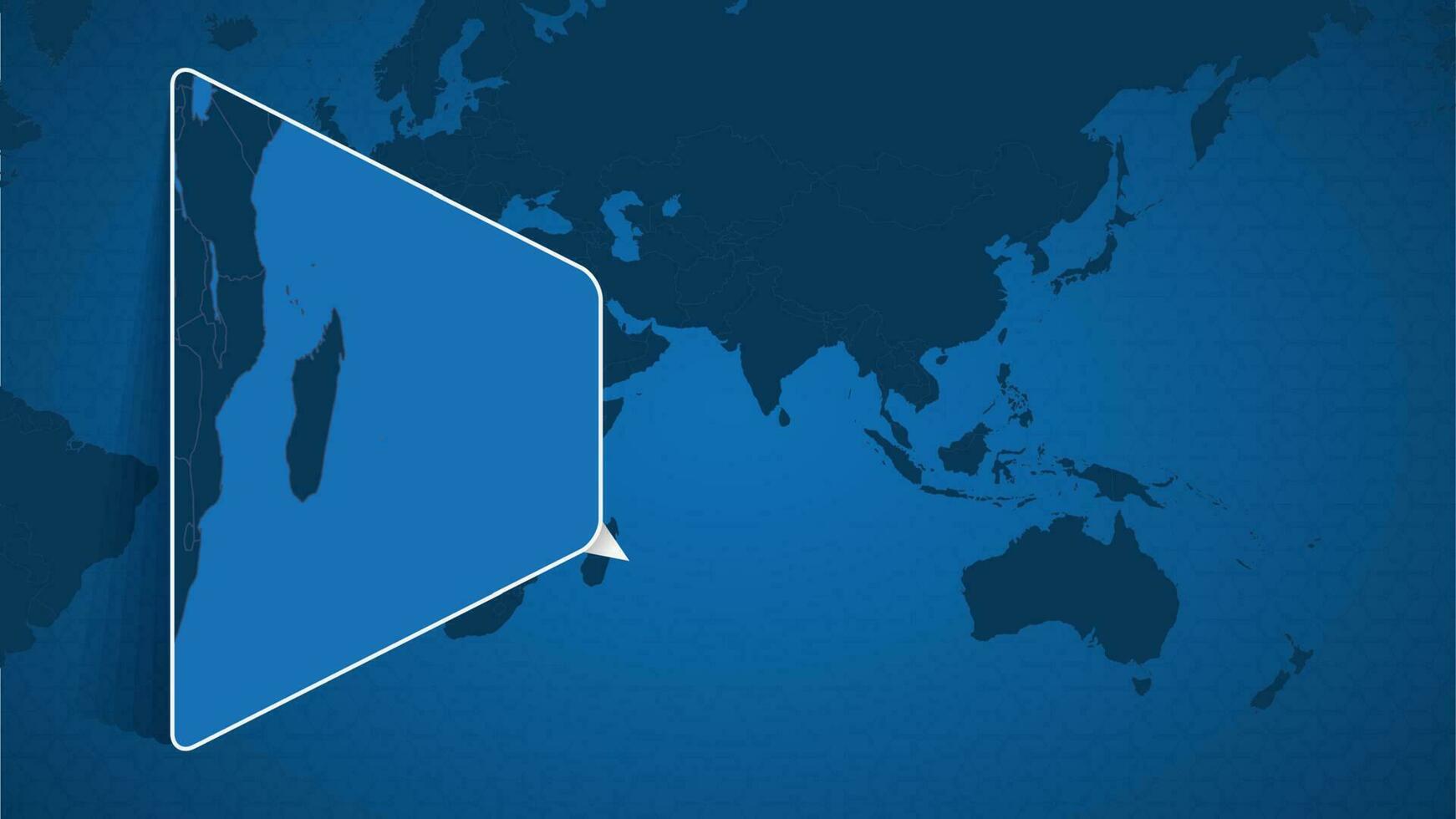 Location of Mauritius on the World Map with Enlarged Map of Mauritius with Flag. vector