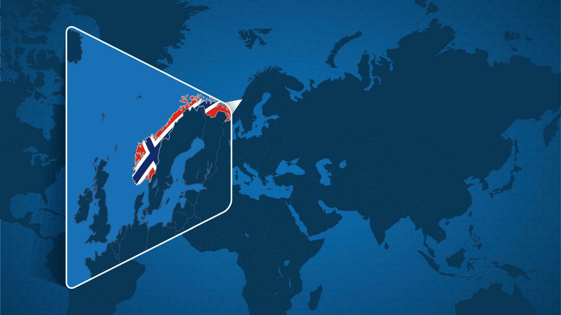 Location Of Norway On The World Map With Enlarged Map Of Norway With Location Of Norway On The World Map With Enlarged Map Of Norway With Flag Vector