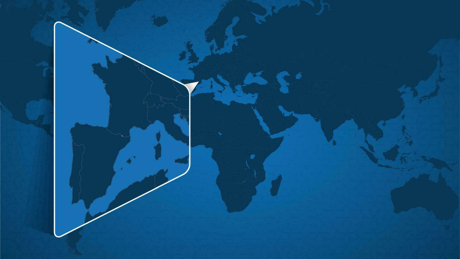 Location of Andorra on the World Map with Enlarged Map of Andorra with Flag. 23530531 Vector Art