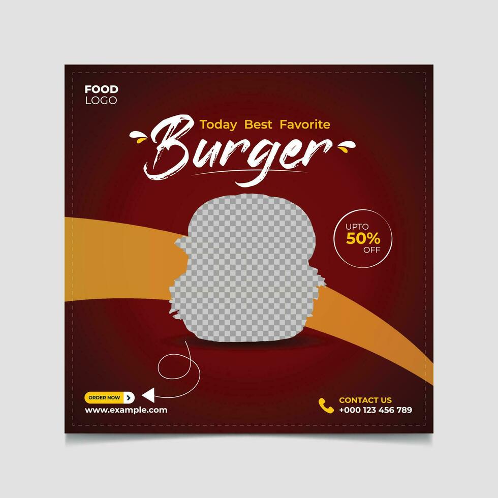 Vector delicious food menu burger social media template
