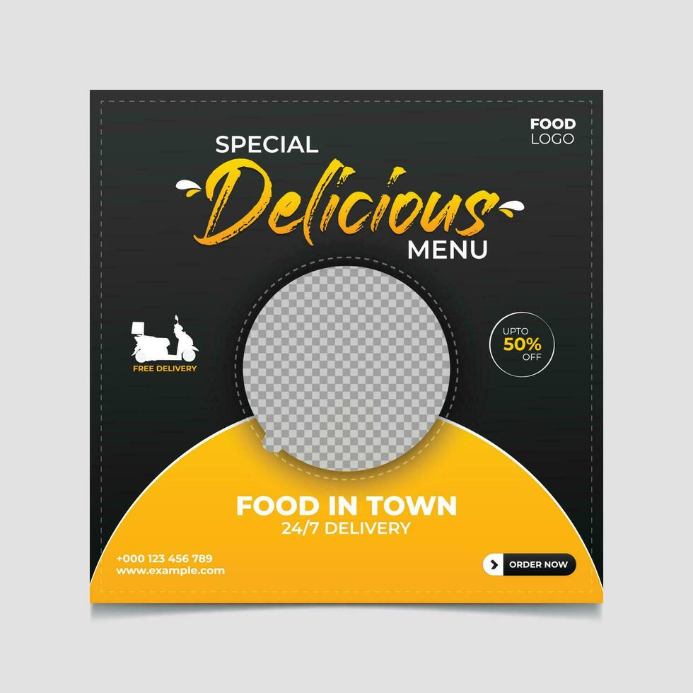 Vector delicious food menu biryani social media template