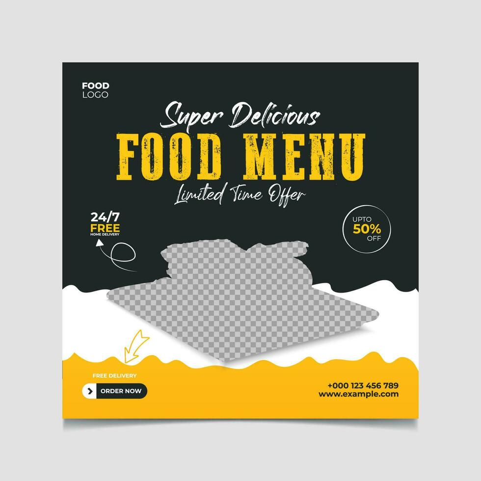 Vector super delicious food menu social media post template