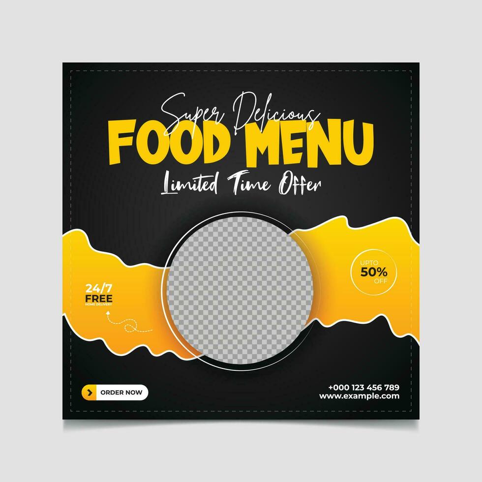 Vector super delicious food menu social media post template