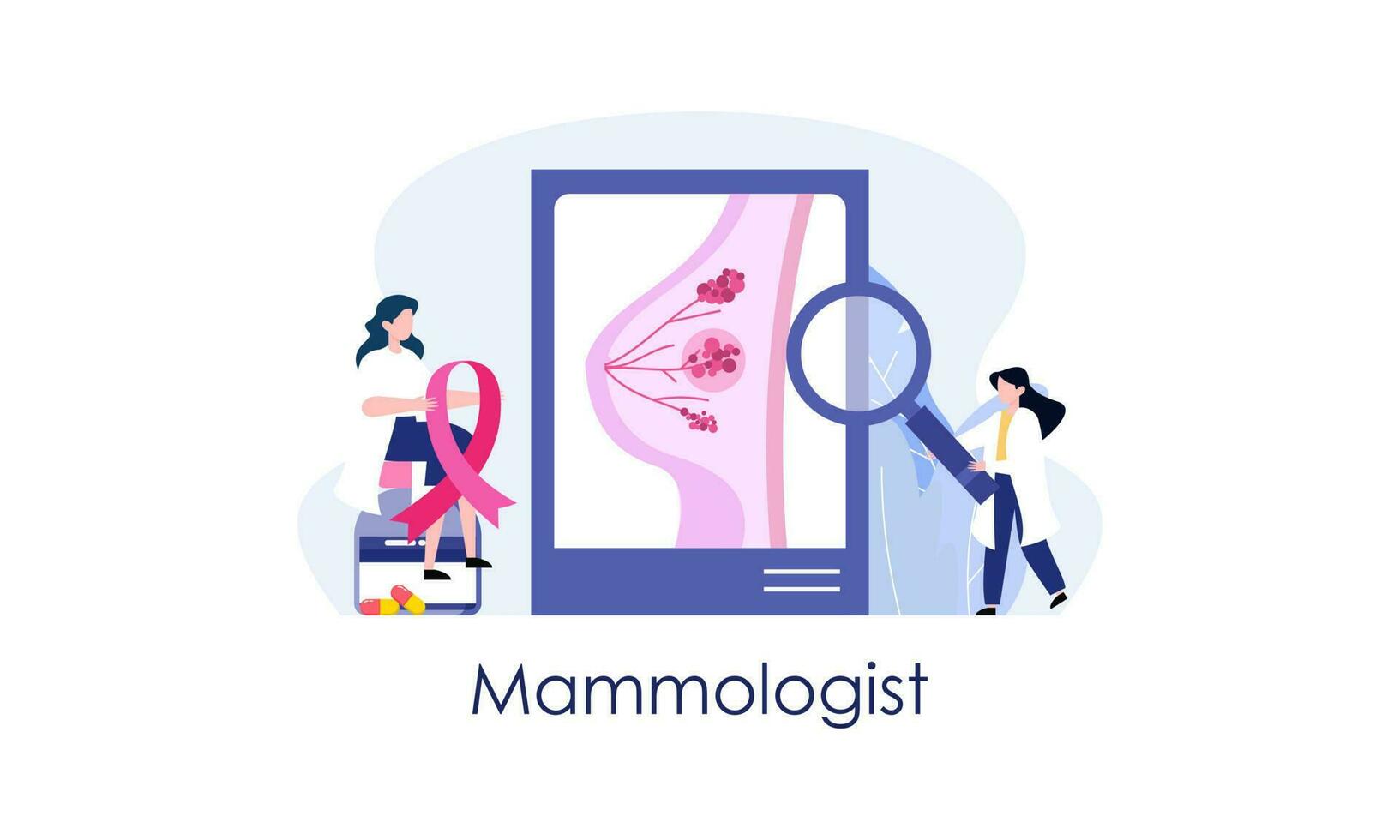 Mammologist concept consultation with doctor about breast disease idea of healthcare and medical vector