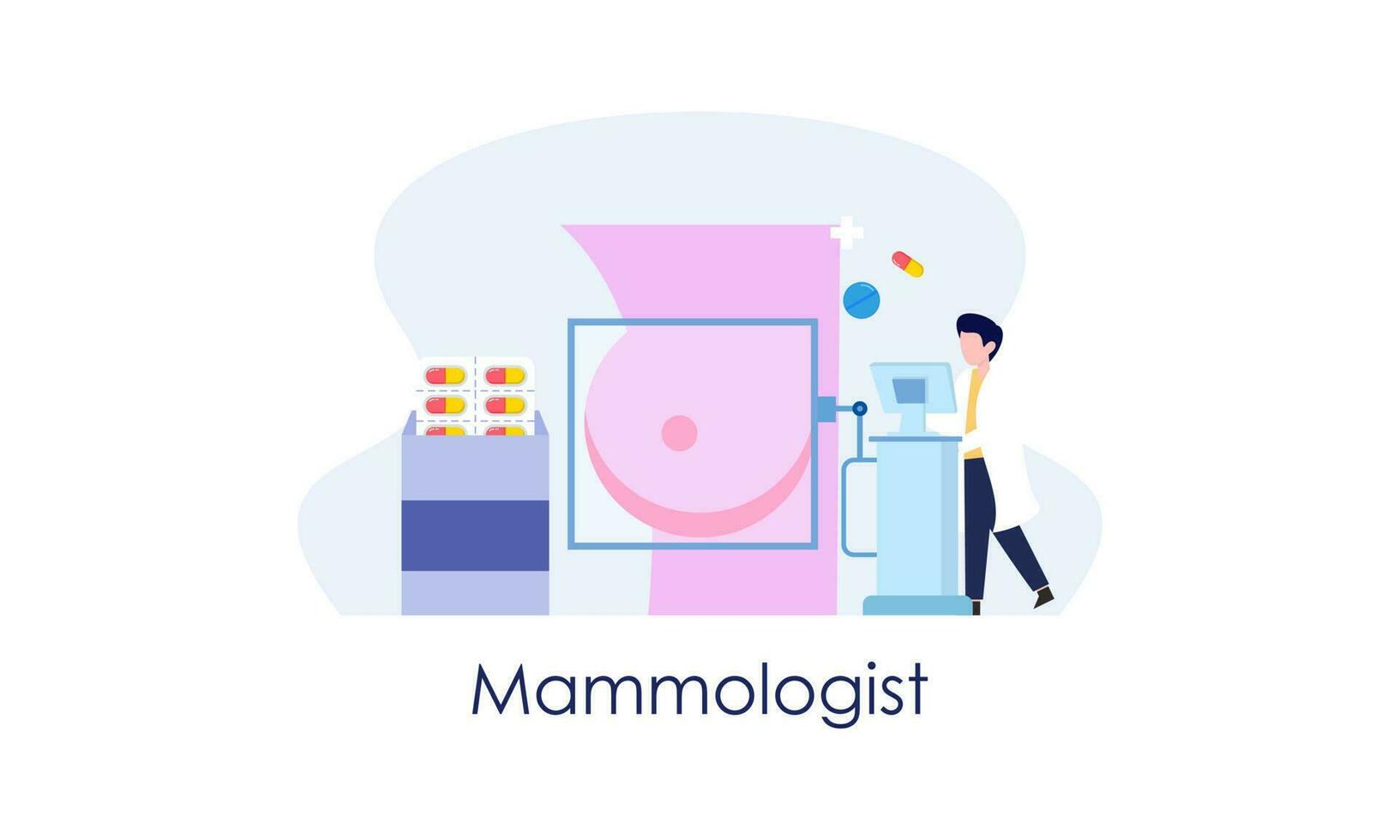 Mammologist concept consultation with doctor about breast disease idea of healthcare and medical vector