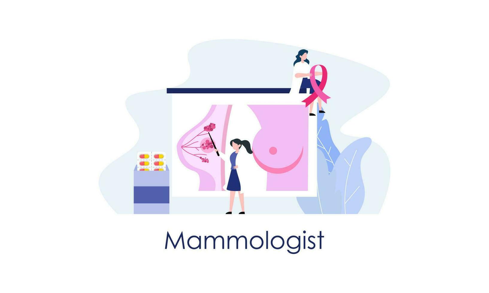 Mammologist concept consultation with doctor about breast disease idea of healthcare and medical vector