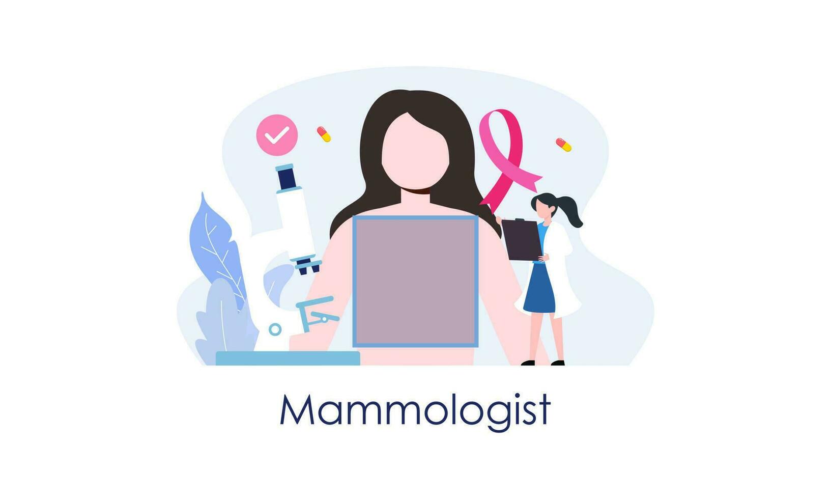 Mammologist concept consultation with doctor about breast disease idea of healthcare and medical vector