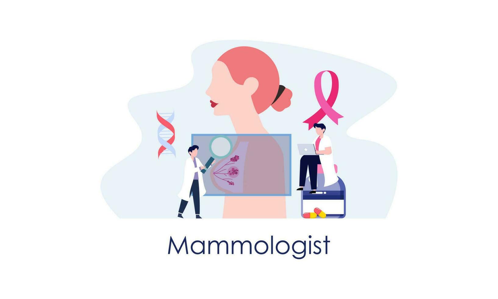 Mammologist concept consultation with doctor about breast disease idea of healthcare and medical vector