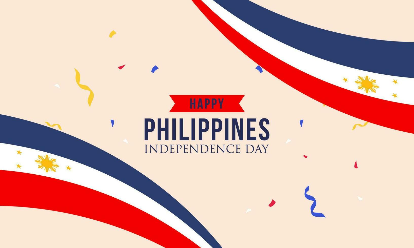 Happy independence day philippines background with philippines flag vector