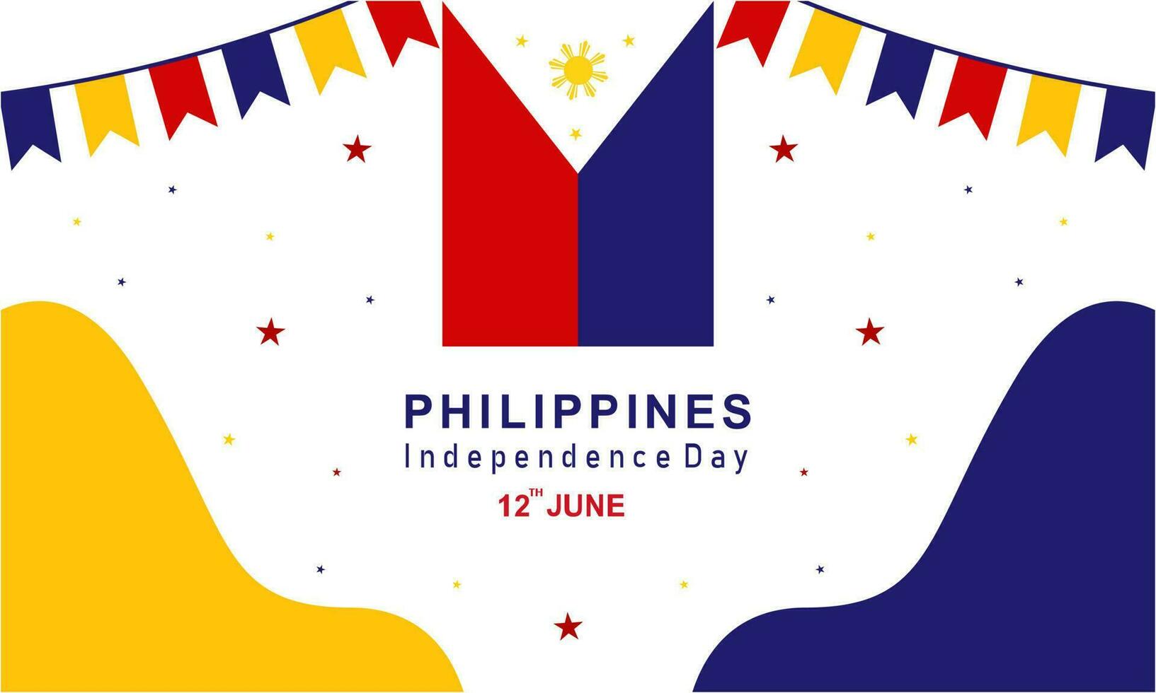 Happy independence day philippines background with philippines flag vector