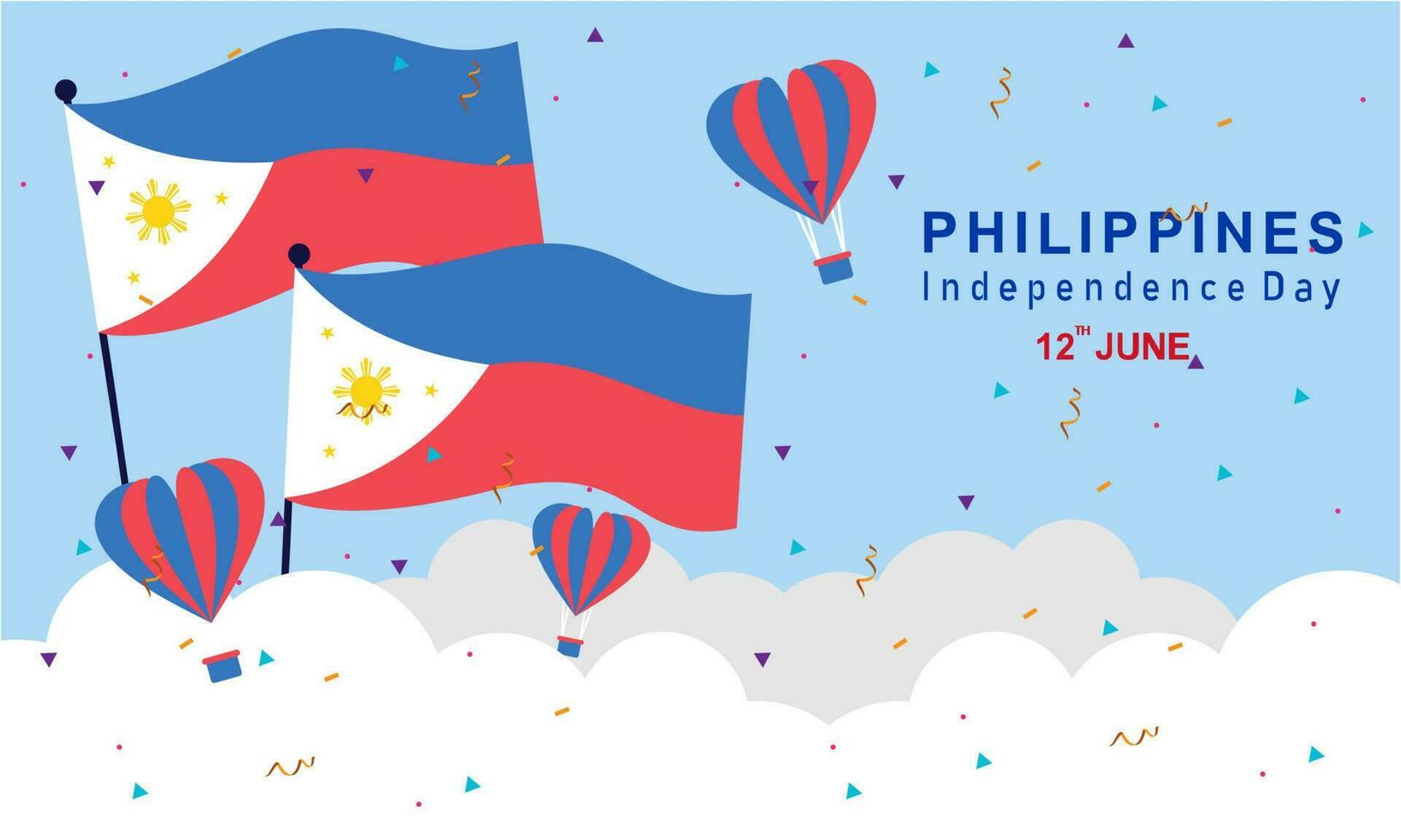 Happy independence day philippines background with philippines flag vector