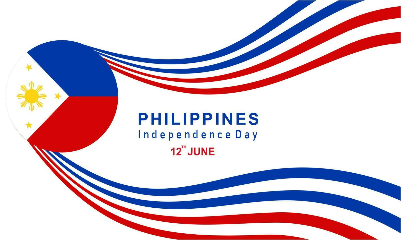 Happy independence day philippines background with philippines flag vector