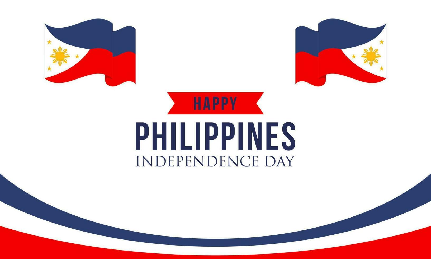 Happy independence day philippines background with philippines flag vector