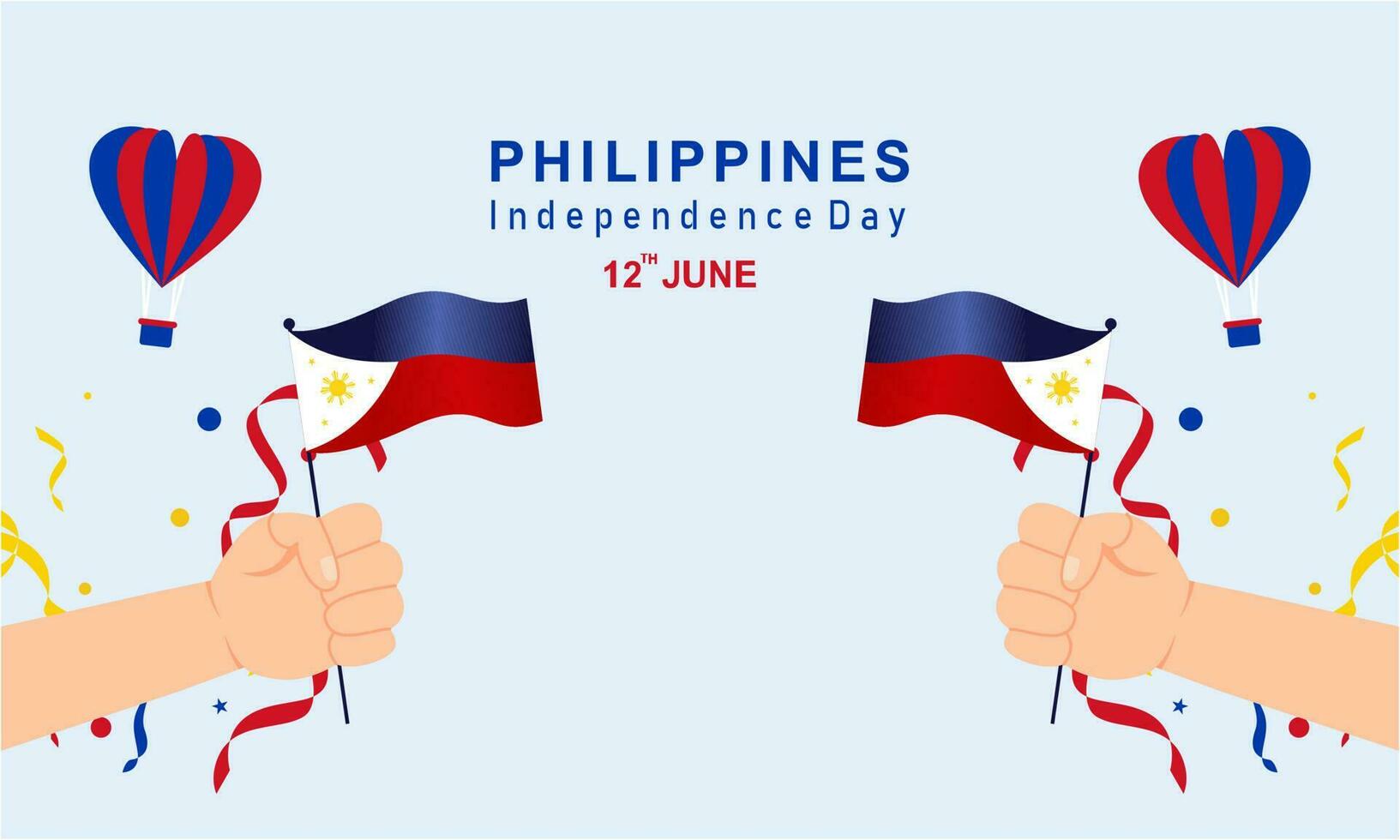 Happy independence day philippines background with philippines flag vector