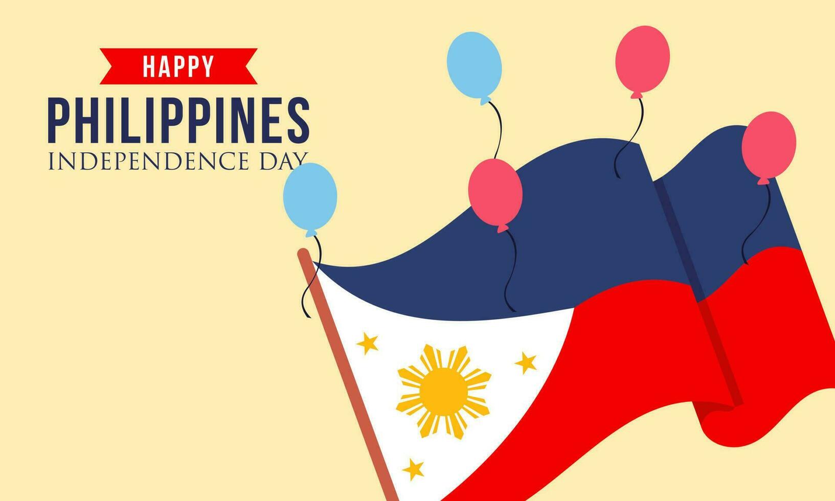 Happy independence day philippines background with philippines flag vector