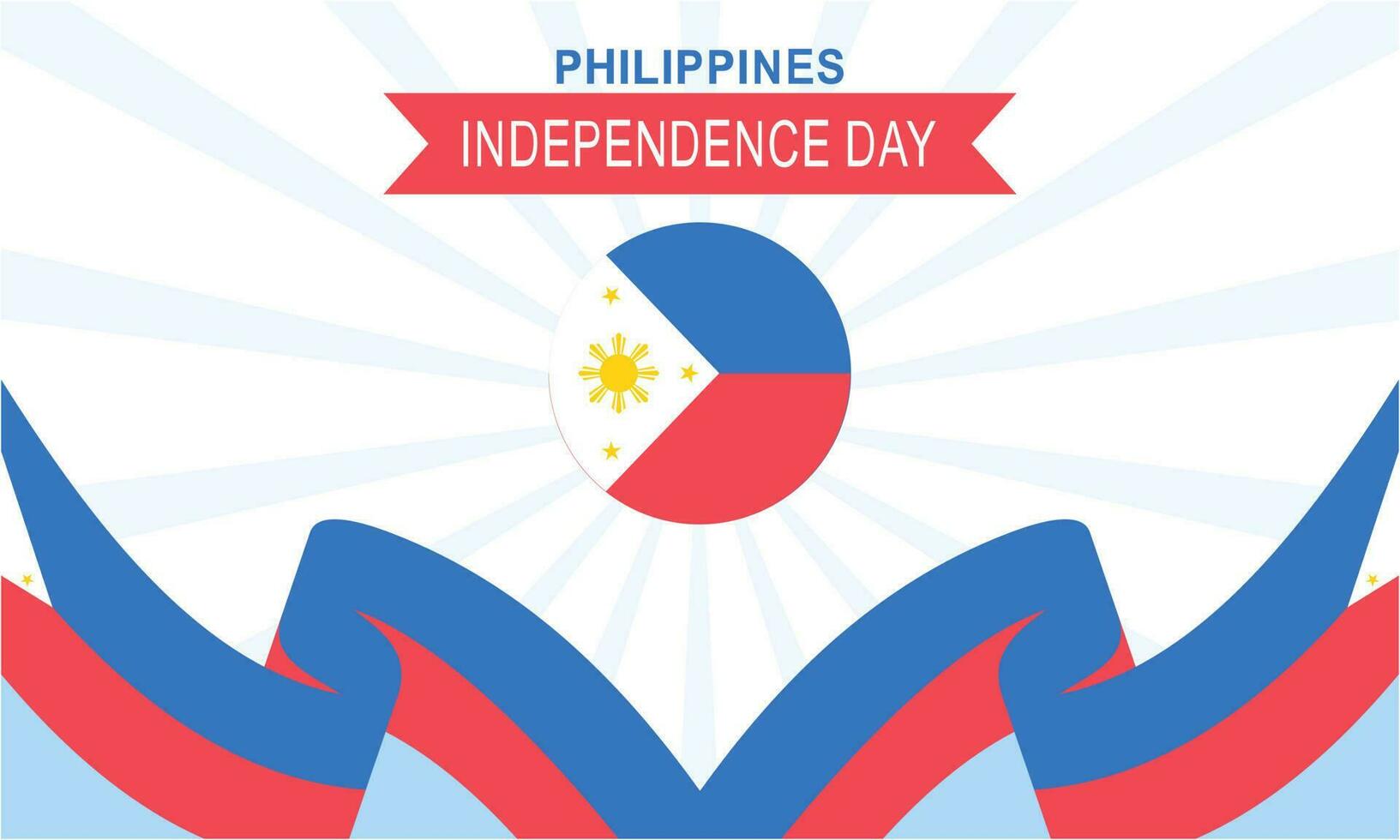 Happy independence day philippines background with philippines flag vector