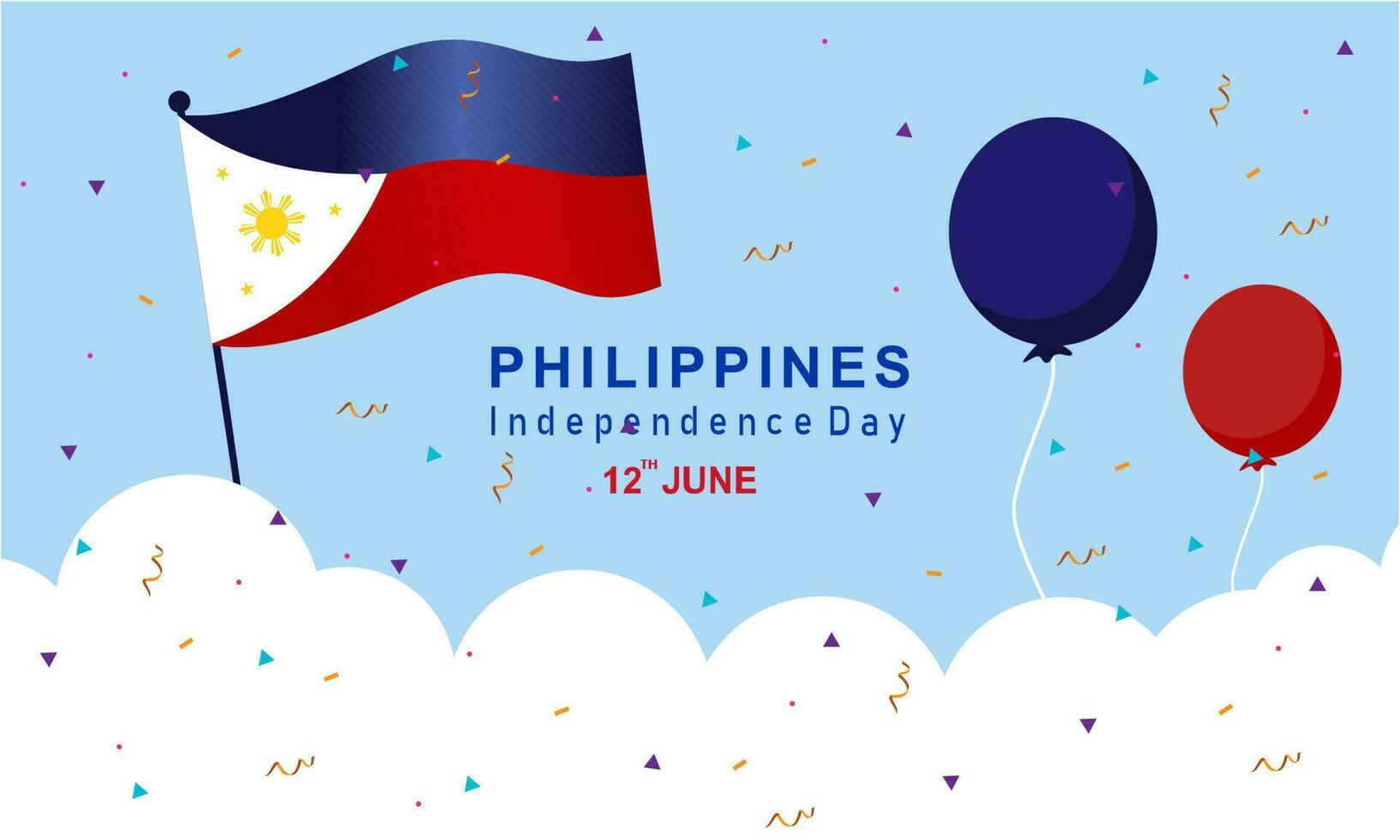 Happy independence day philippines background with philippines flag vector