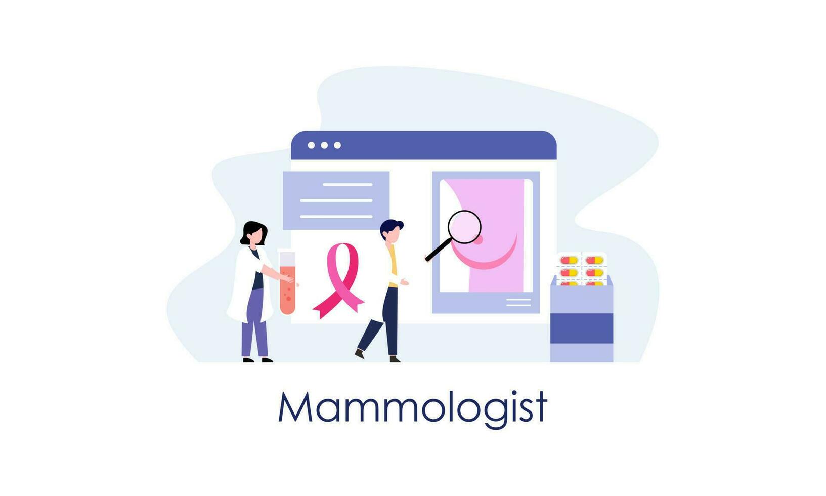Mammologist concept consultation with doctor about breast disease idea of healthcare and medical vector