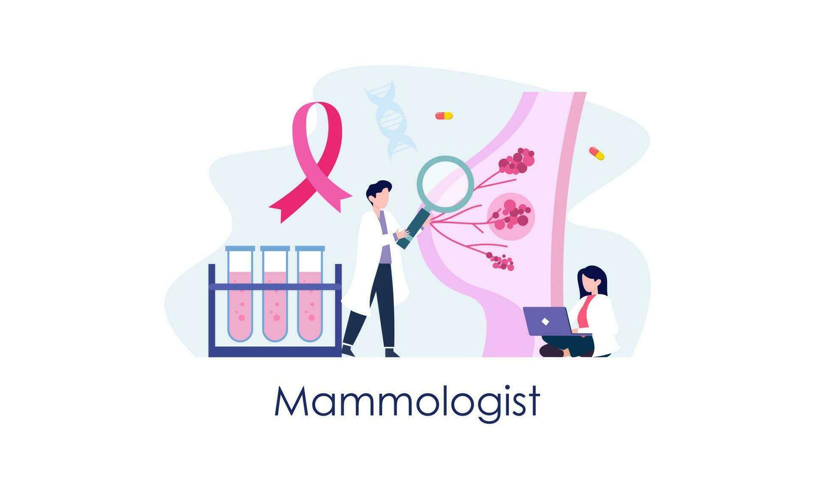Mammologist concept consultation with doctor about breast disease idea of healthcare and medical vector